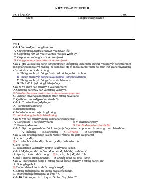 Đề thi Kiểm tra 45 phút kì II - Môn vật lý 10